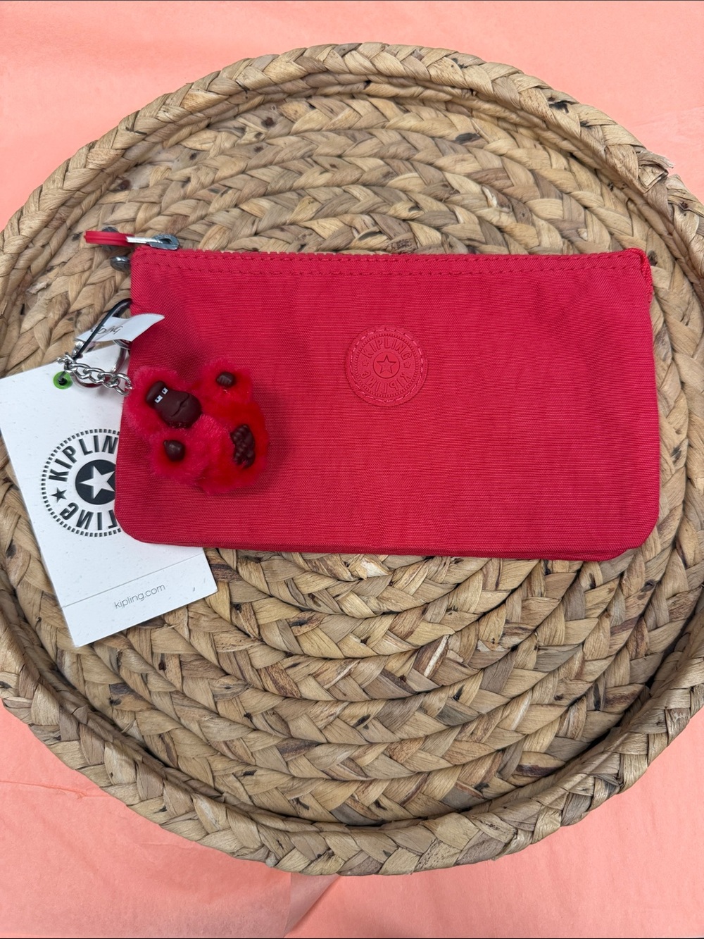 Kipling Creativity Red Cosmetic pouch with with keychain attachment